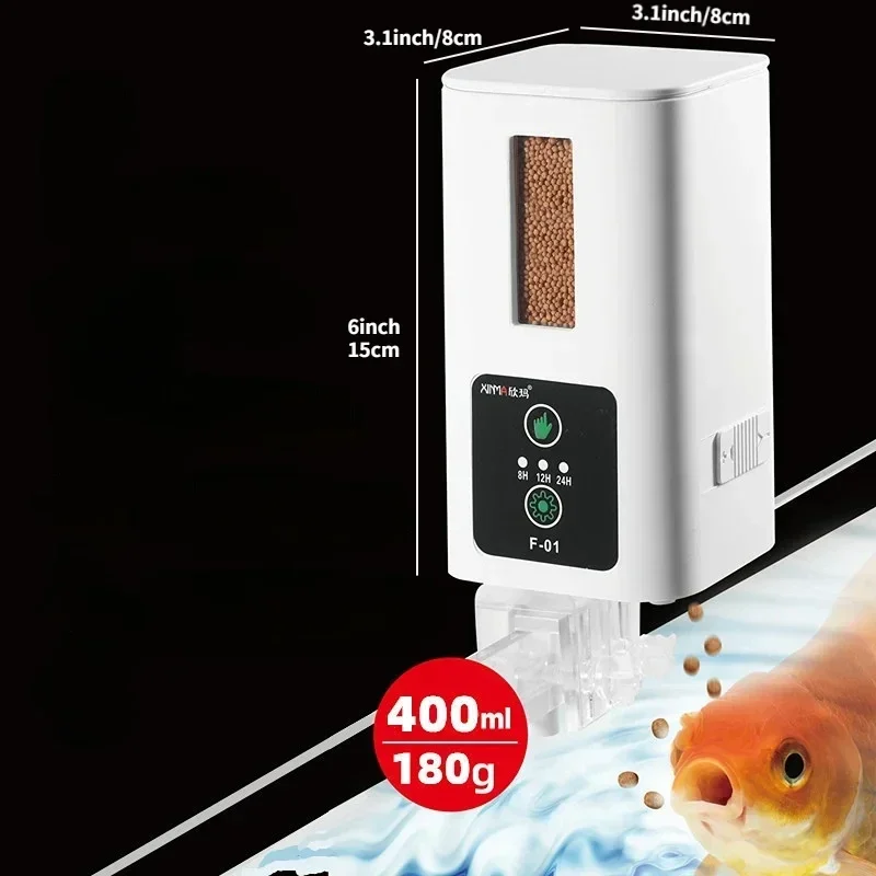 Alimentador de automatización para acuario de 400ml, temporizador inteligente, alimentador de peces de alta capacidad, alimentador de peces grandes, troca de alimentación de tortuga