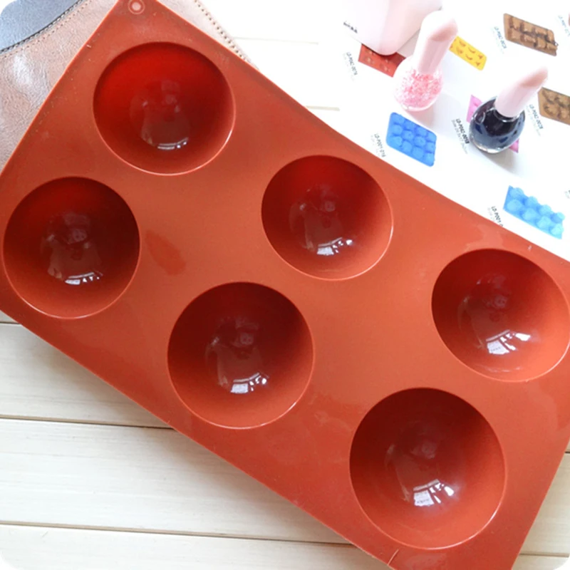 Circle Mold Chocolate 6-Cavity Semi Sphere Silicone Molds Half Sphere Baking molds Non-Stick Cylinder cookie mould