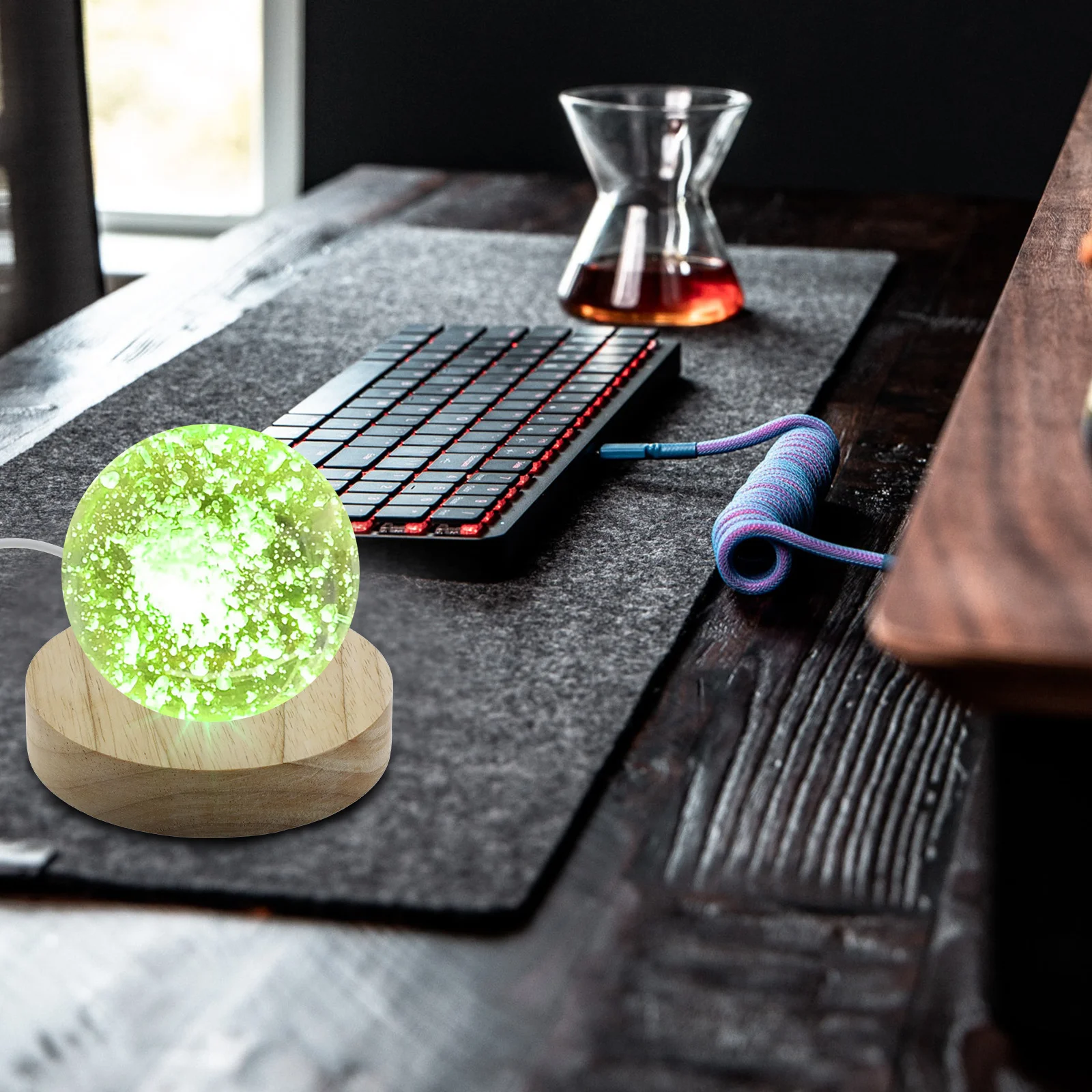 

Набор: светодиодная подставка для хрустального шара, деревянная подставка-держатель, аксессуар для декора спальни, светильник-основание