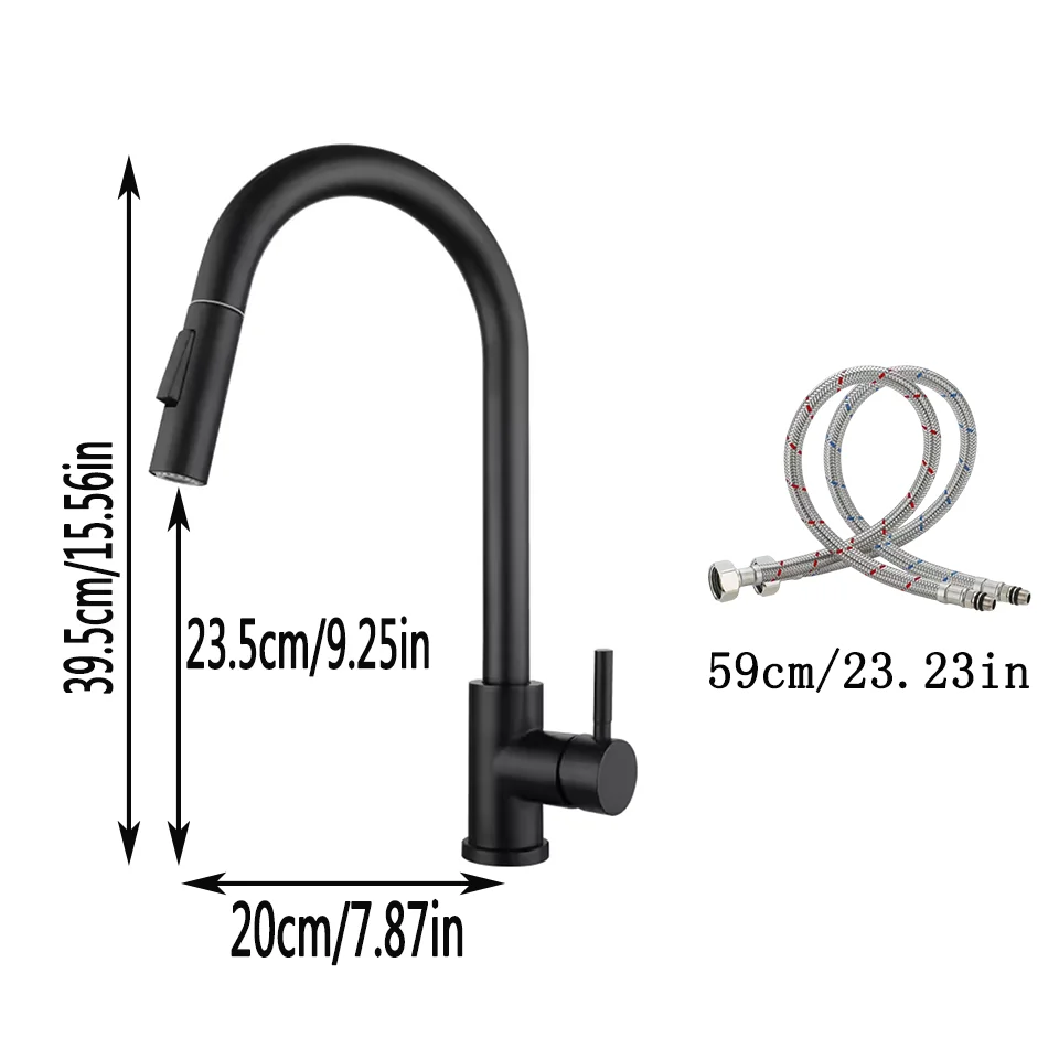 Hot and Cold Mixed Kitchen Faucet, Stainless Steel Faucet, Kitchen Sink Faucet, Pull-out Kitchen Faucet, Single Hole Faucet image 5
