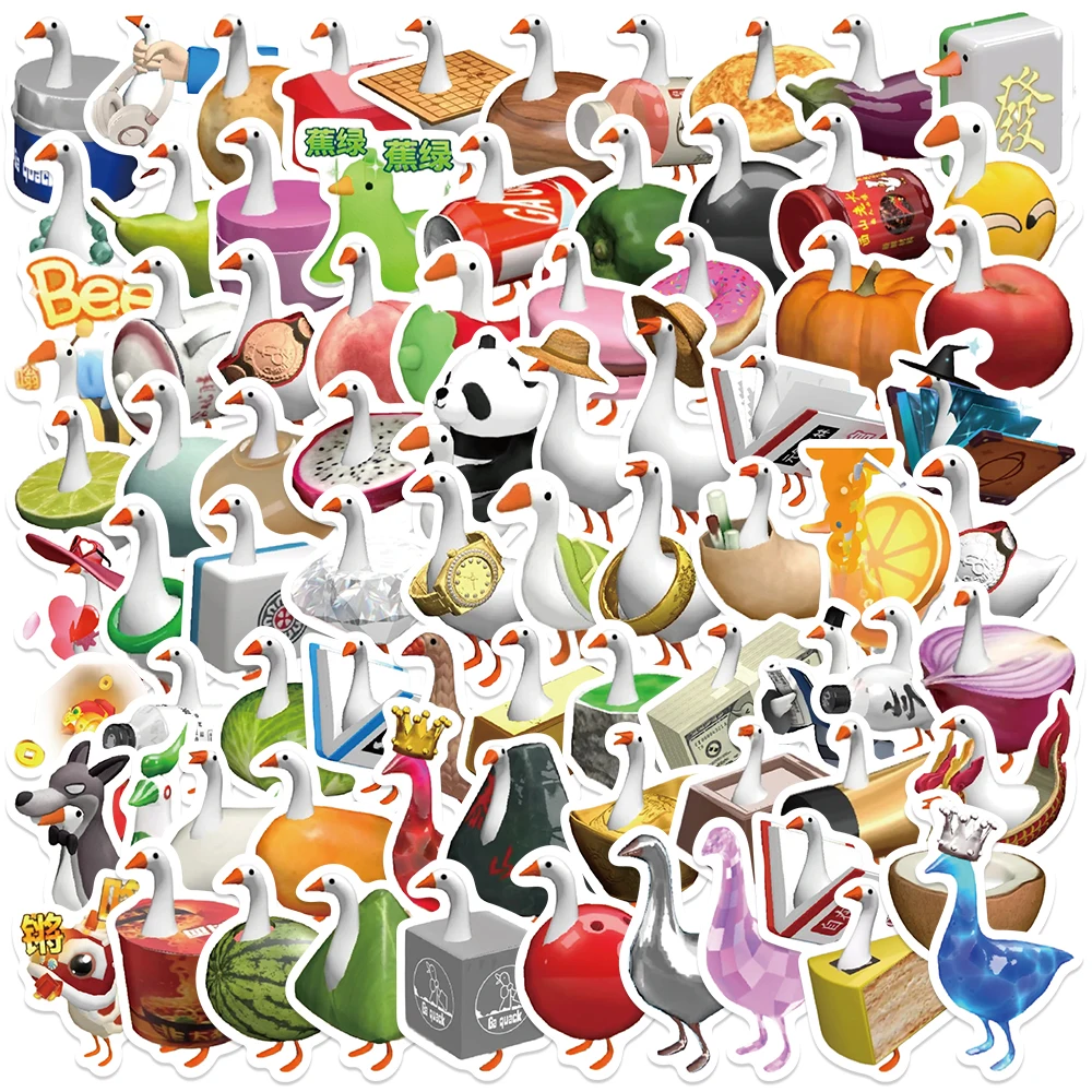 80PCS Funny Game Catch the Goose 3D Food Stickers Aesthetic Graffiti Decal DIY Laptop Phone Fridge Bottle Luggage Car Sticker