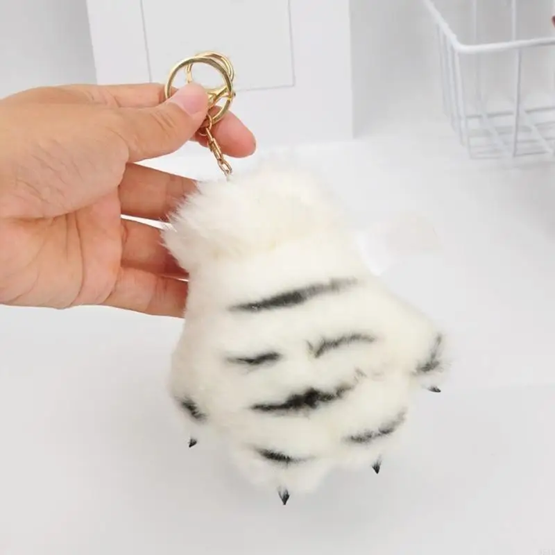 95AE Paw Keychain Paw Keyring Plush Keychain Stuffed Keychain Bag Pendant