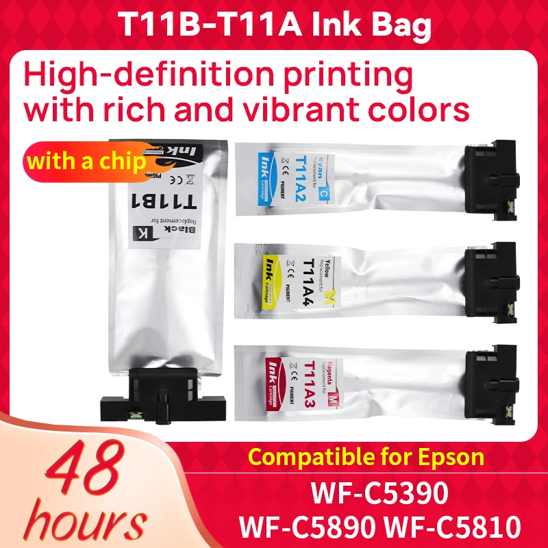 T11B1 T11A2 T11A3 T11A4 Premium Color Compatible Ink Bag Cartridge for Epson WF-C5310 WF-C5390 WF-C5810 WF-C5890 Printer