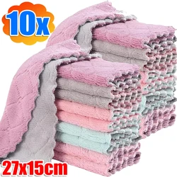 10/5Pcs Kitchen Rags Dish Cleaning Cloth Coral Velvet Towels Super Absorbent Nonstick Oil Microfibre Scouring Wipes Fast Drying