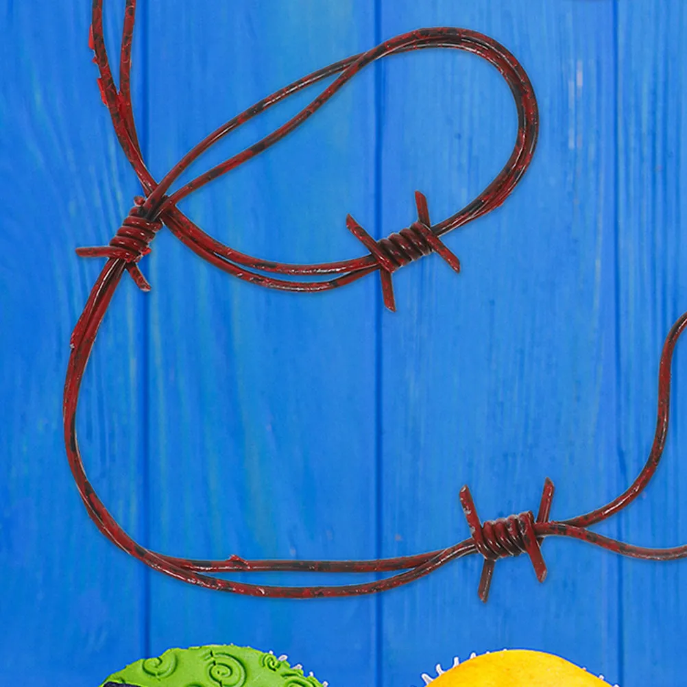 

3Pcs Halloween Decoration Chain Realistic Fake Rusted Barbed Wire Props Indoor Outdoor Haunted House Scary Party Garland Wire