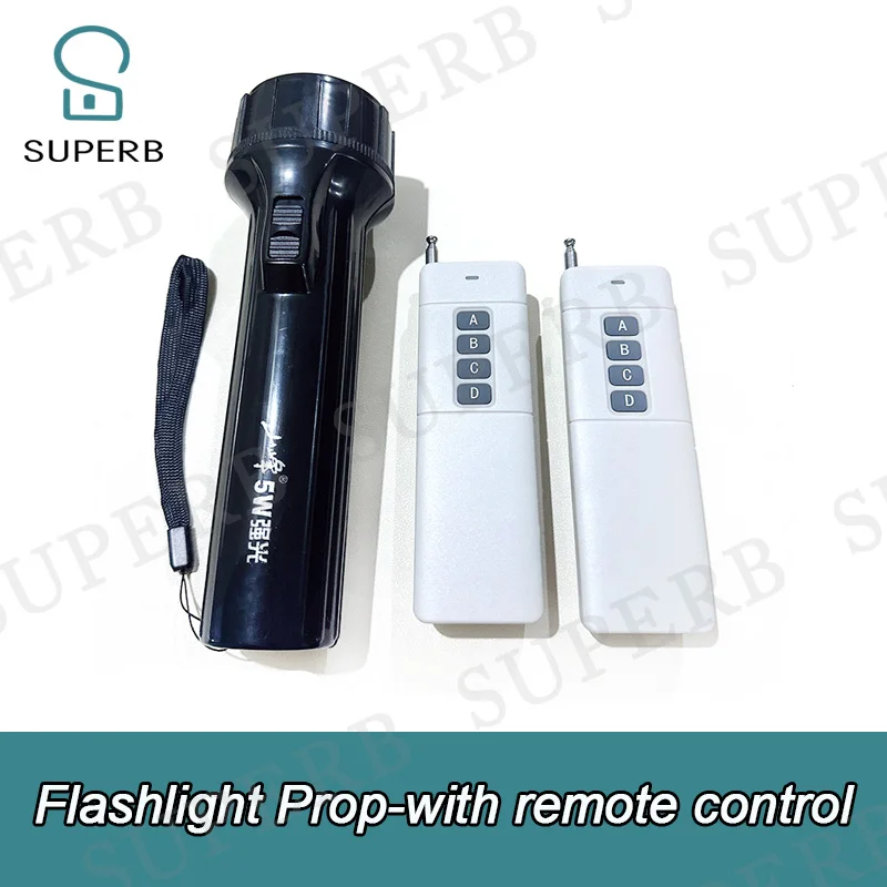 Superb escape room props smart flashlight create terrifying atmosphere by remote control to scary players Haunted house prop