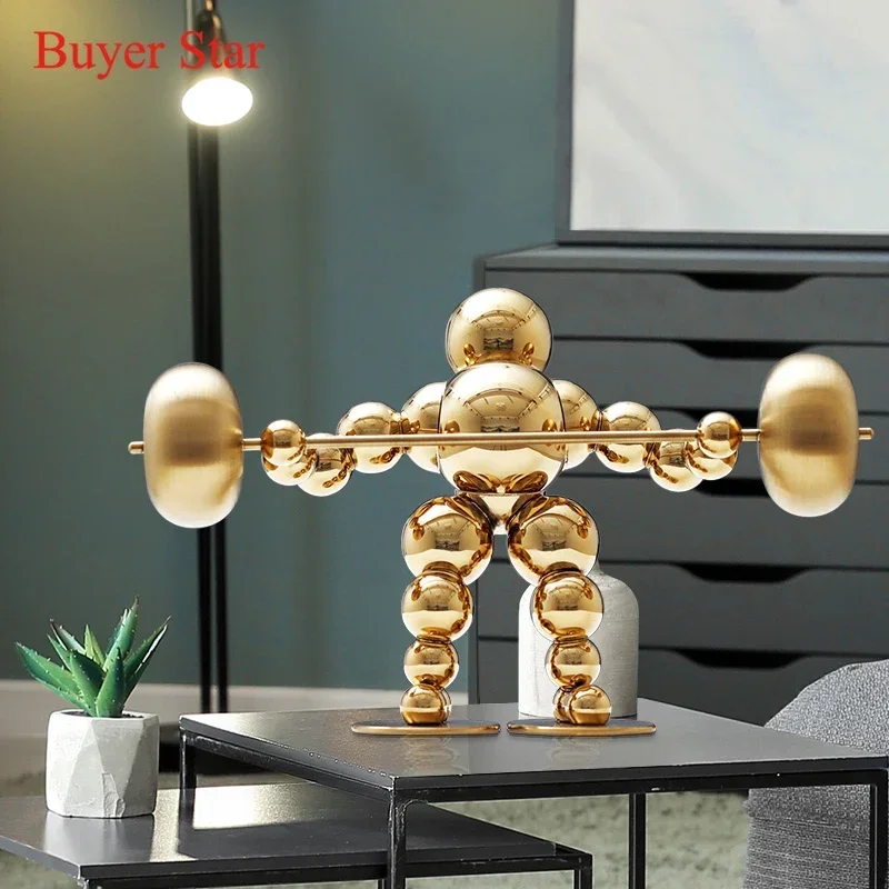 Stainless Steel Metal Strong Man Craft Decoration  Artwork for Home Office