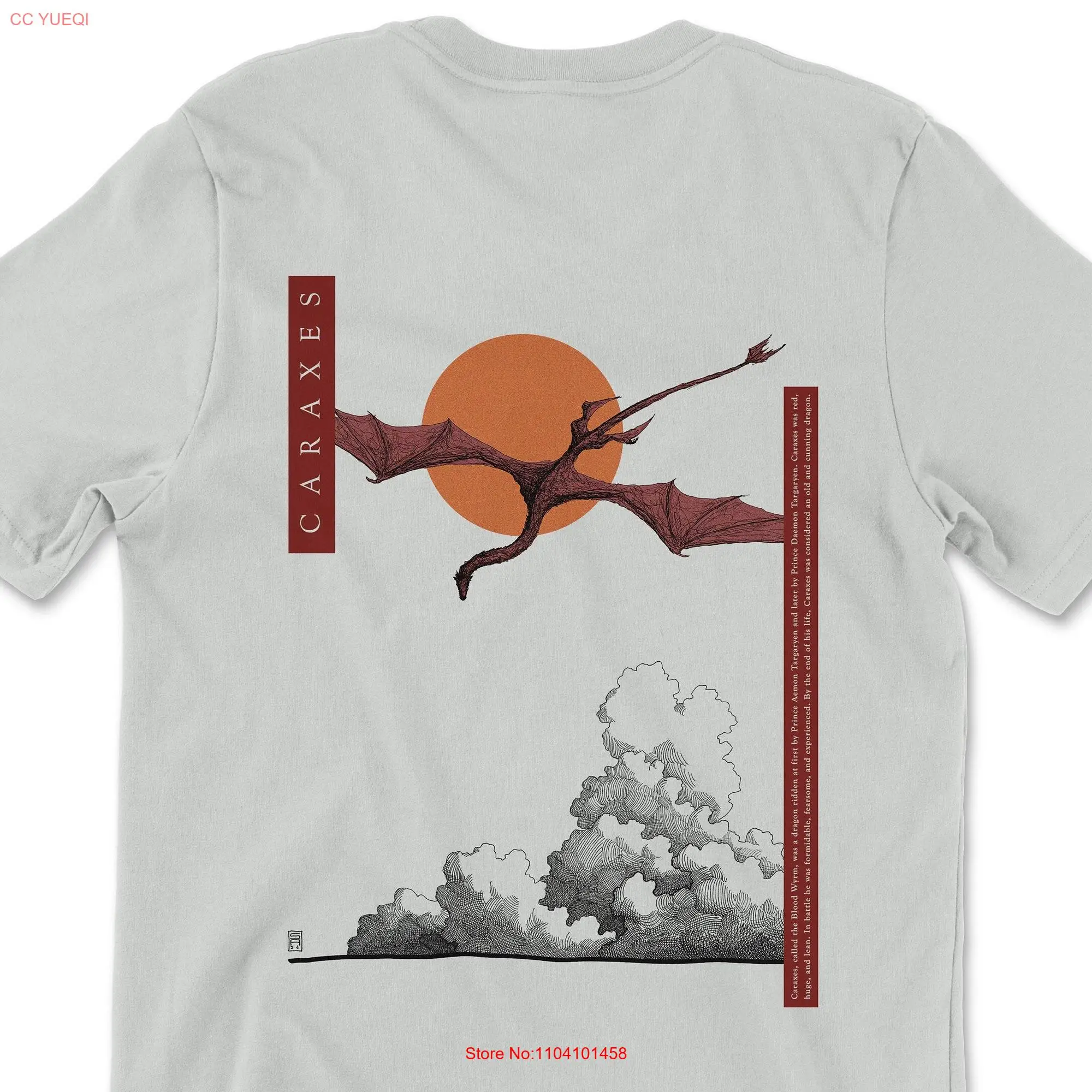 HOTD Dance of the Dragons Caraxes Blood Wyrm Design Premium T Shirt Silver long or short sleeves