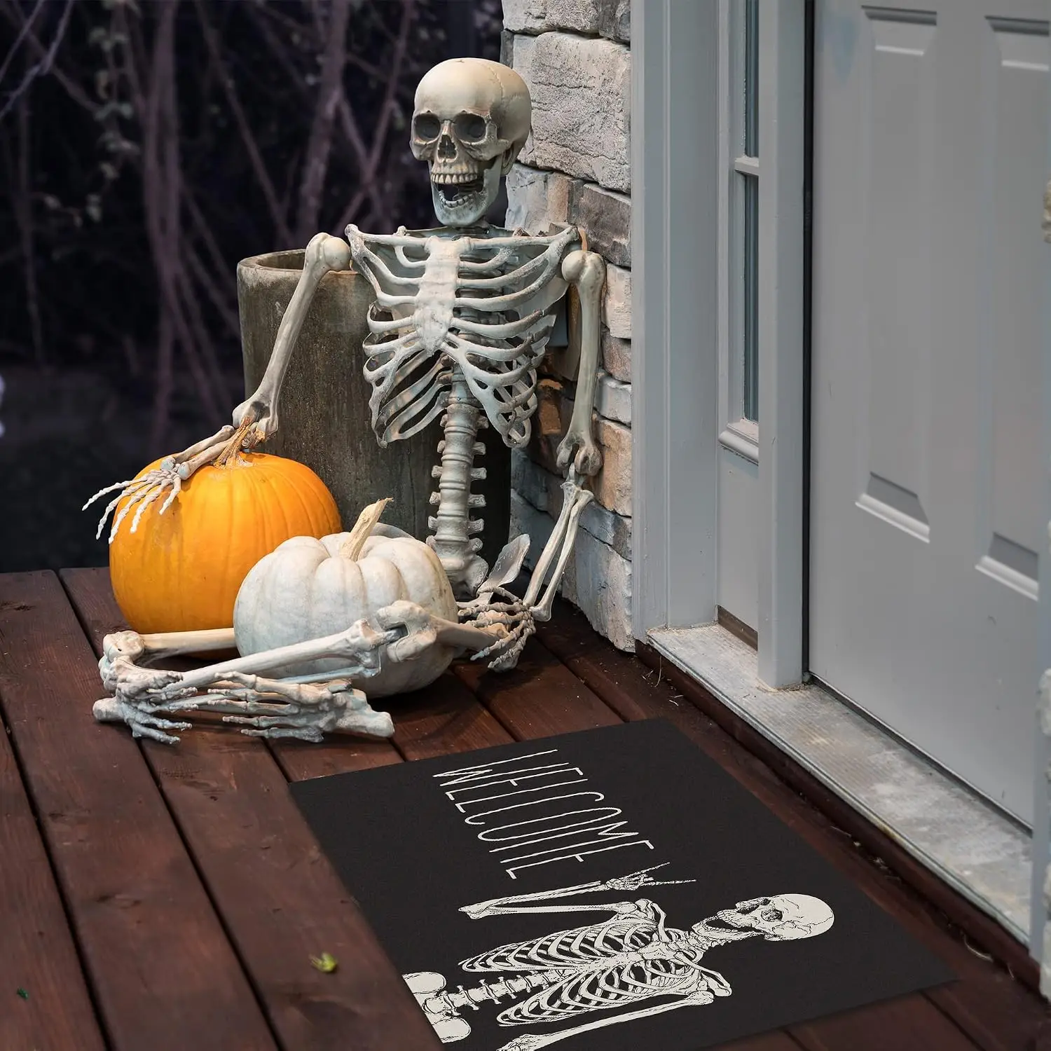 Skull Funny Welcome Doormat Non Slip Indoor Outdoor Entrance Rug Halloween Party Decor Mat Set Gift view 4