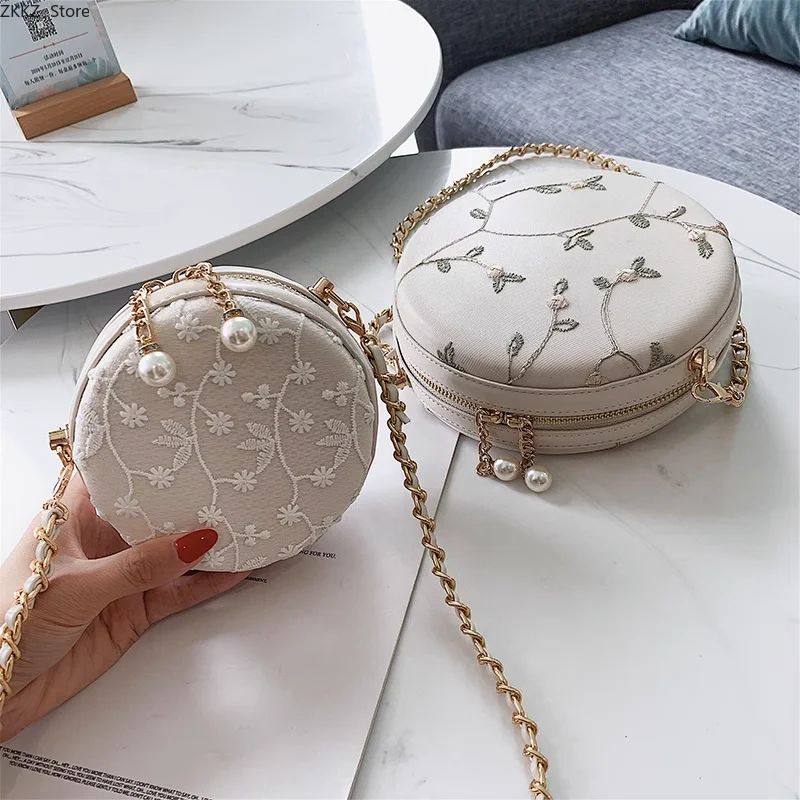 

Chinese Style Women's Small Round Bag New Vintage Crossbody Bag Female Ins Mini Small Round Mobile Phone Bag