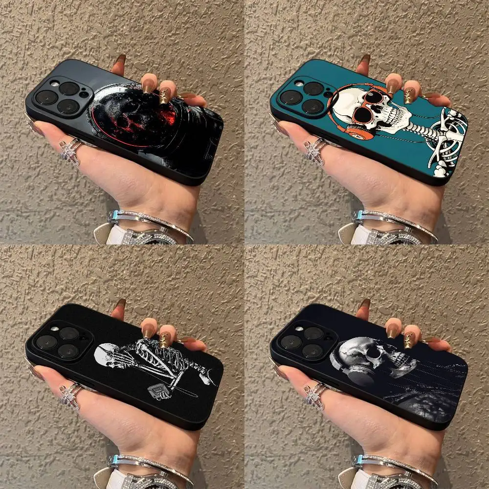 

Art Skull Music Phone Case For iPhone 16,15,14,13,12,11,Pro,XS,Max,XR,Plus,E,SE4,Mini Black Soft Box