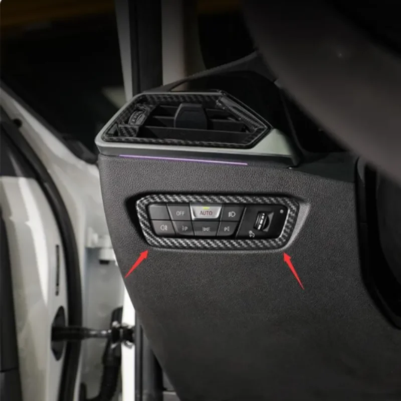 

Car Accessories Headlight Switch Lamp Button Adjust Frame Trim Carbon Fiber Pattern Sticker For BMW 3 Series G20 2020 2021 2022