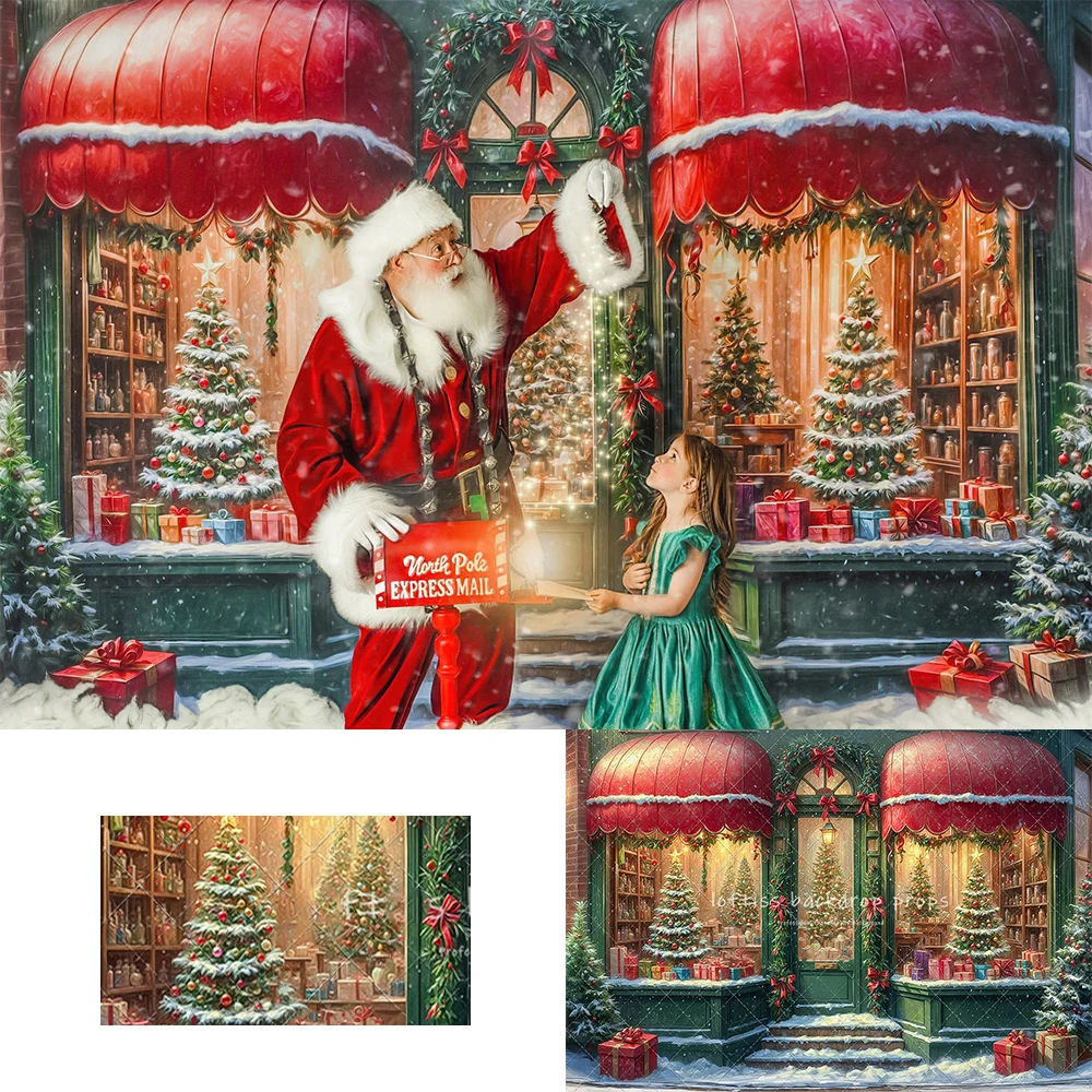 

Xmas Market Wonderland Backdrops Kids Family Photography Props Child Adult Photocall Decors Snowy Chrismas Store Backgrounds