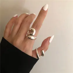 Anillo abierto de Plata de Ley 925 para mujer, joyería fina de lujo con geometría Irregular, Simple, regalo de boda, joyería femenina al por mayor