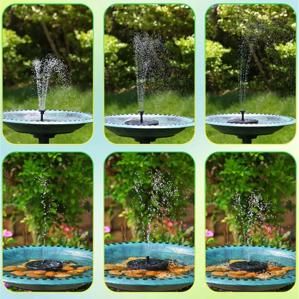 6Nozzles Solar-Fountain Kit Portable Outdoor Water Pump BirdBath Accessory for Garden Pond Courtyard Water Ornament view 3