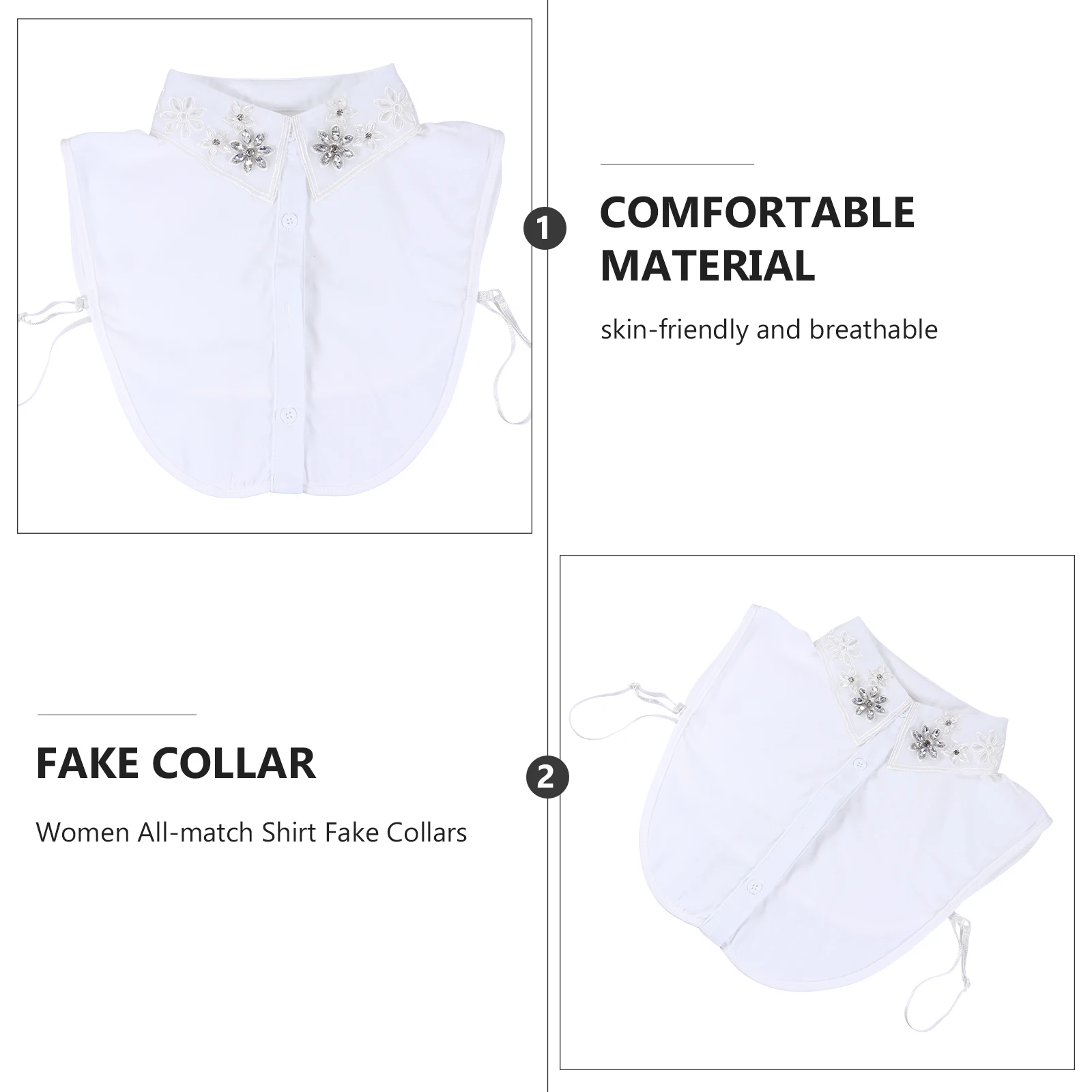 

Chiffon Detachable False Collar Women White Shirt Decorative Dickey Fashion Half Neckwear Accessories Elegant Blouse