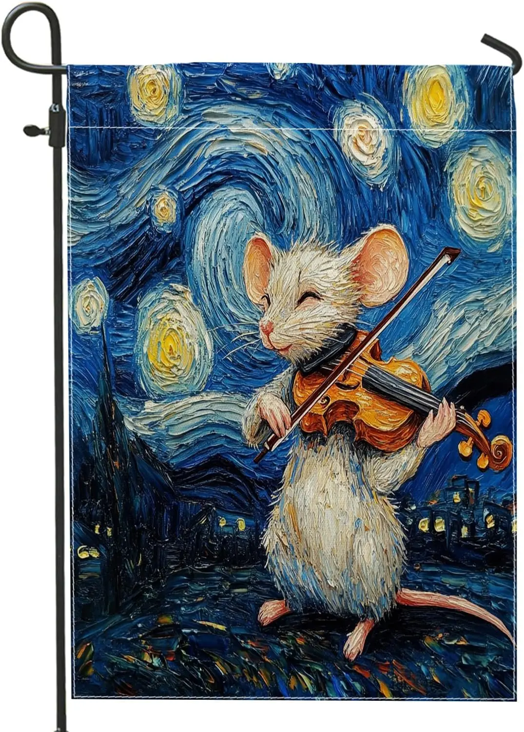 Mouse Rats Themed Stars Night Front Yard Backyard Burlap Garden Flags Garden Flags 12x18 Double Sided for Outside, Oil Paint SSL