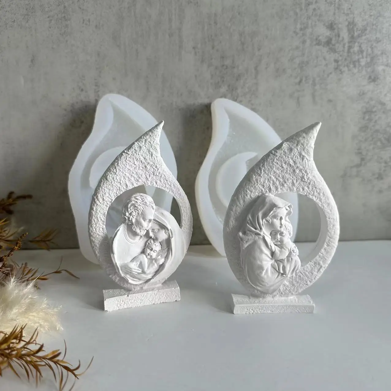 Large Jesus Family Candle Silicone Mold Virgin Mary Jesus Bust Sculpture Abstract Candle Plaster Resin Mould Roman Figure Molds