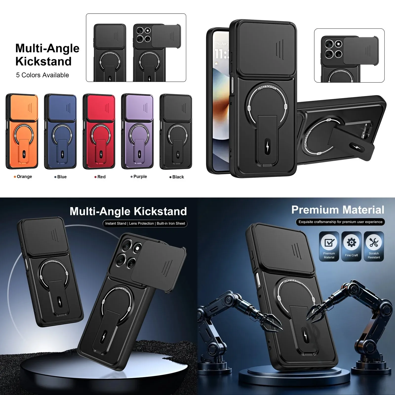 For Google Pixel 9 9A 10 11 Pro XL Slide Camera Cover Magnetic Ring Stand Shockproof Wireless Charge Phone Case