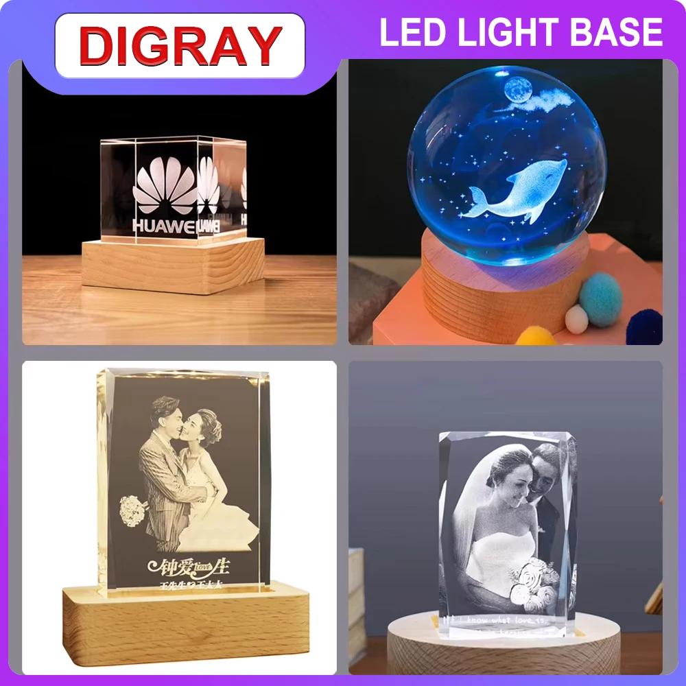 DIGRAY Wooden Desktop Decorative Lamp Holder Night Light LED USB Display Lamp Display Stand Lamp Holder Lamp Art Ornaments