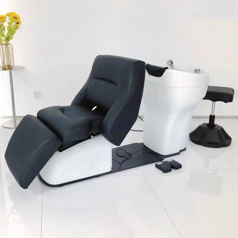 Electric Recliner Shampoo Chairs Rotate Lifting Dedicated Bed Shampoo Chairs Hair Salon Lavacabezas Salon Equipment QF50SC