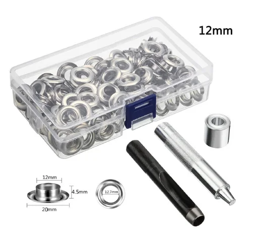 150 Sets 1/2" Grommet Tool Kit – Black Metal Eyelets With Hole Punch, Mandrel & Base For Leather, Fabric, Curtains & DIY Crafts