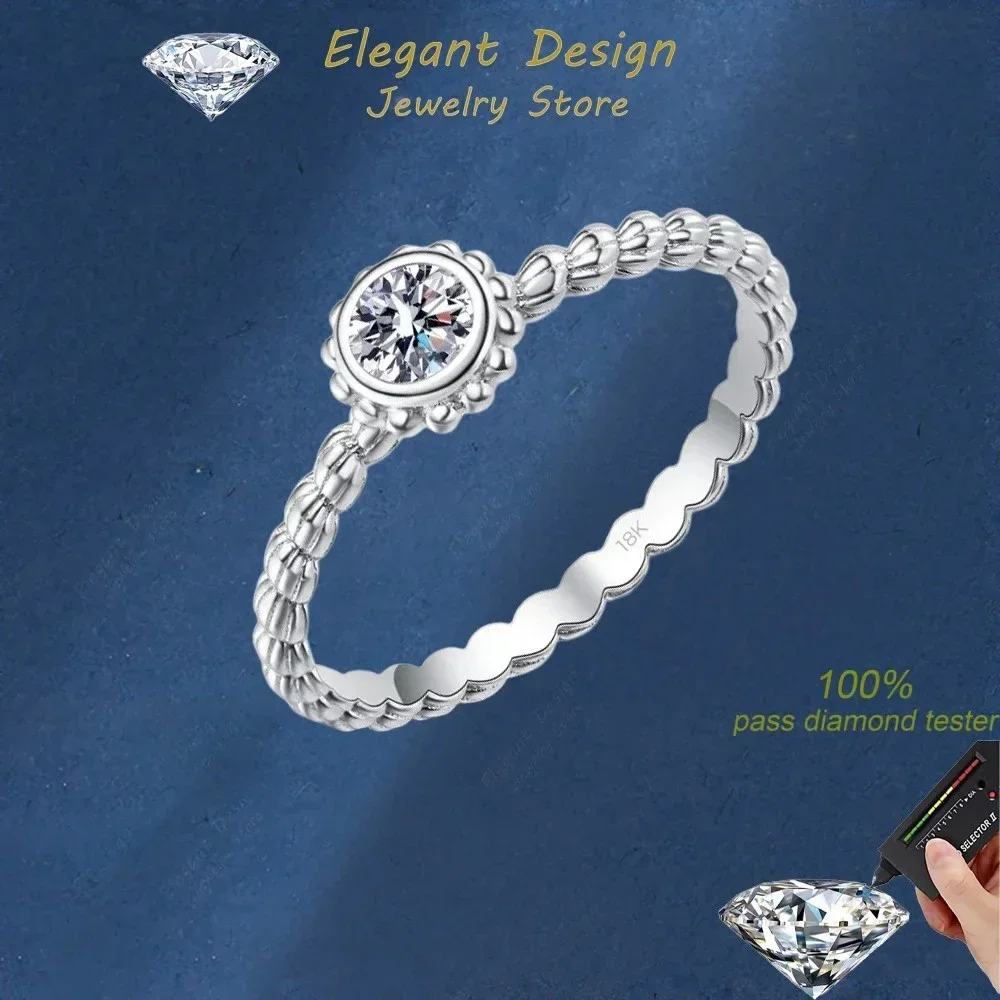 

Elegant Design Twisted Arm VVS1 0.3 CT Moissanite Sunflower Diamond Ring, 18K White Gold Good Quality Wedding Rings for Women