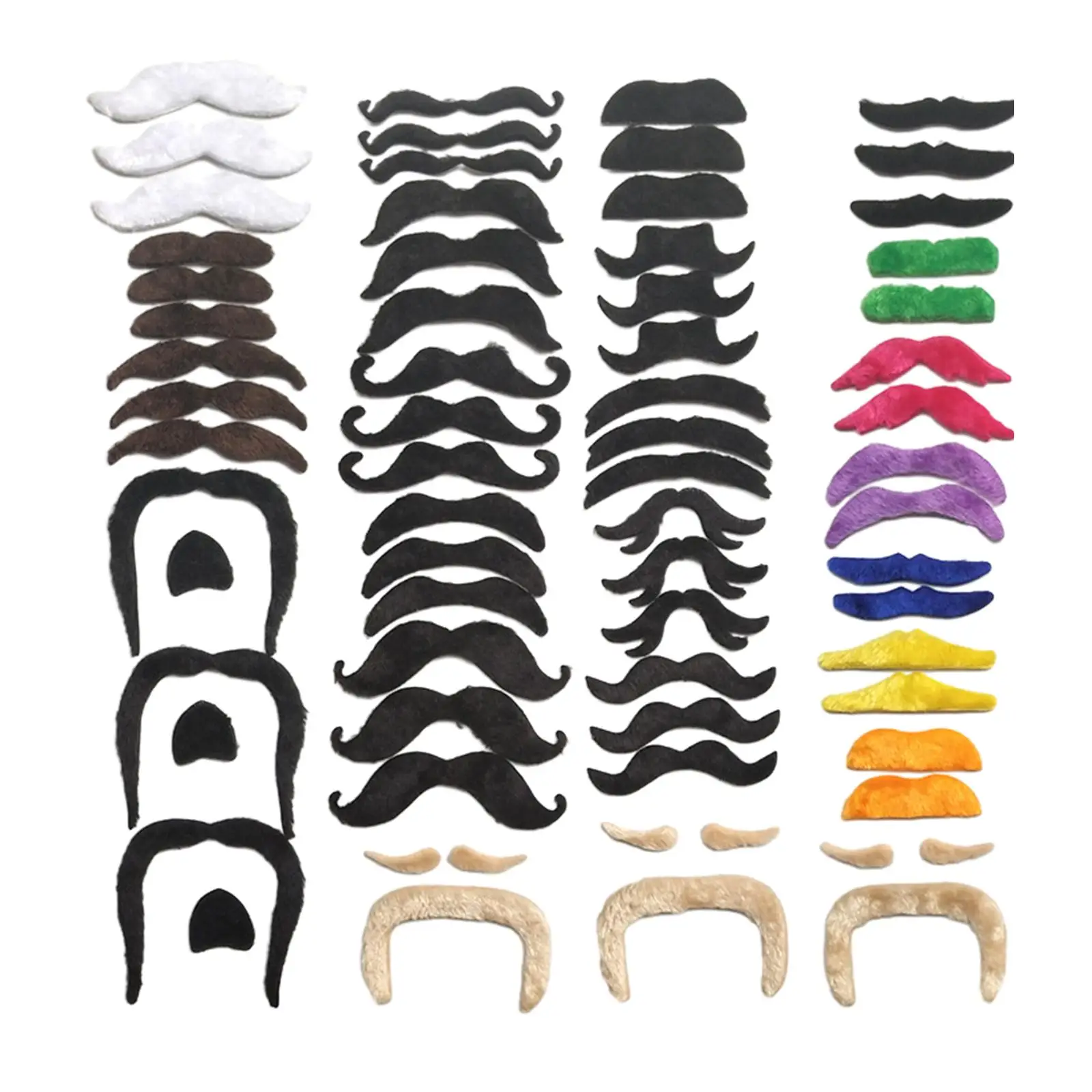 66x Fake Mustaches Hairy Beard Kids Adults 24 Designs Fake Beards Costume