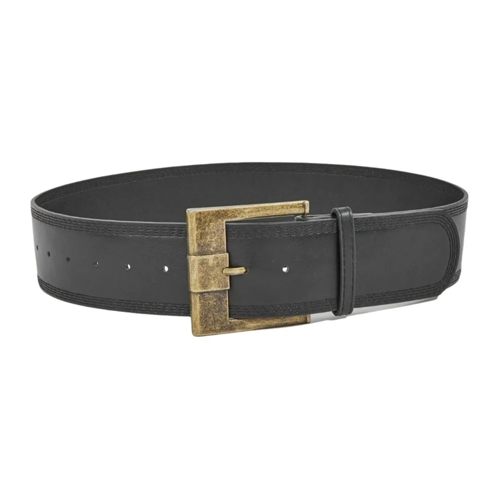 

Retro Pin Buckle Wide Waist Belt Solid Color Goth Metal Buckle Wide Belt American Style Y2K PU Leather Waistbands Teens