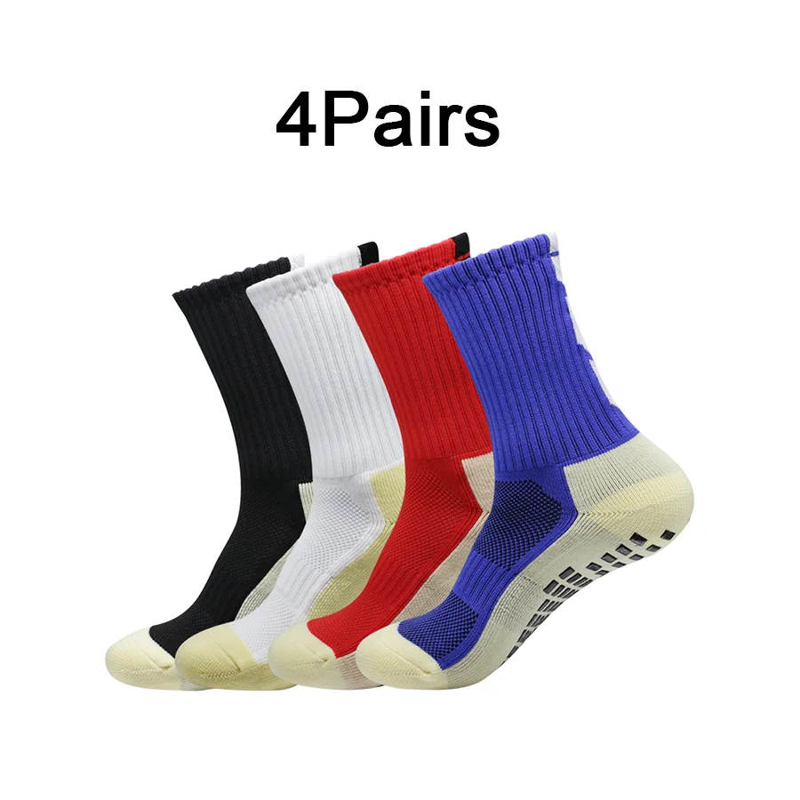 4 Pairs High Quality Soft Silicone Breathable New Men Anti-Slip Football Socks Grip Cycling Soccer Women Yoga Socks Outdoor