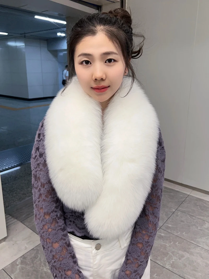 

Natural 100% Real Fox Fur Collar Winter Neck Keep Warm Luxury Scarf Genuine Women's Fox Scarves Wraps Decorate Long Shawl Unisex