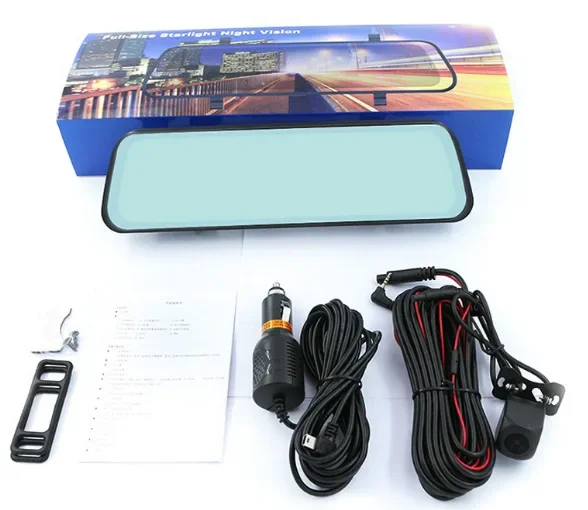 High definition 10 inch 12 inch full screen streaming media rearview mirror driving recorder dual lens voice activated WIFI