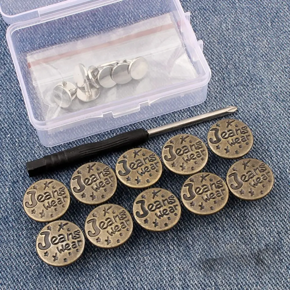 

5pcs Durable Detachable Jeans Buttons Replacement Nail-Free Button Pants Pins Waist Adjust Repair Kit