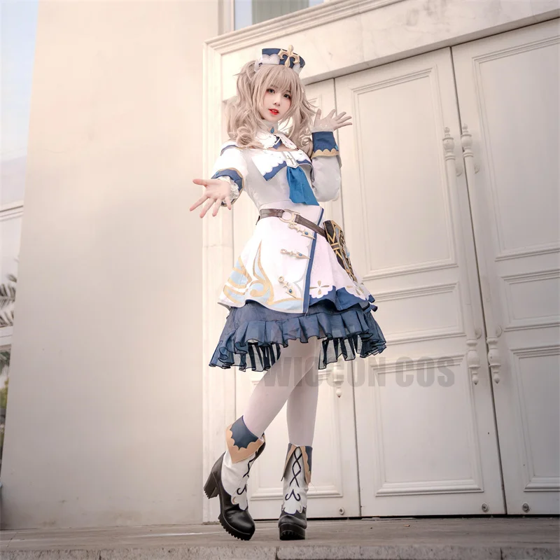 Genshin Projekt Barbara Cosplay Stiefel Schuhe Perücke Barbara Mädchen Prinzessin Kleider Lolita Maid Kleidung Für Frauen Halloween