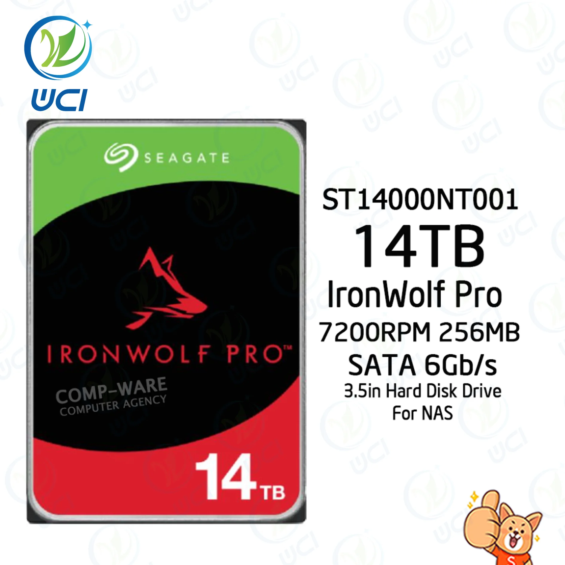 محرك الأقراص الصلبة Sea Gate 14TB Iron Wolf Pro 3.5 SATA NAS عالي السرعة لسطح المكتب ونموذج تخزين خادم NAS ST14000NT001/NE0018