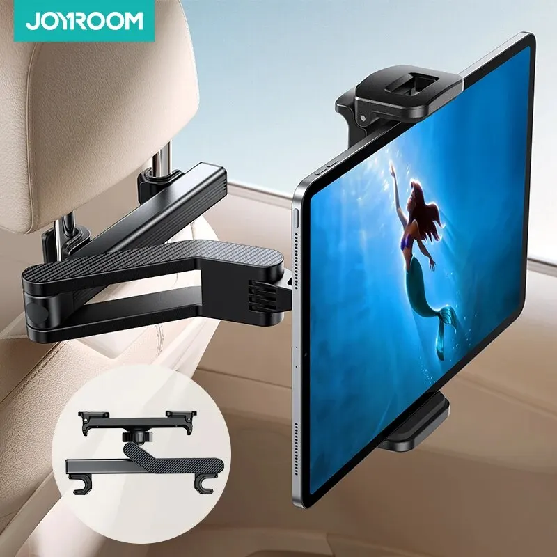 JOYROOM Tablet Holder for Car Headrest Folding Extension Arm iPad Holder for Car Backseat for Kids For 4.7-12.9