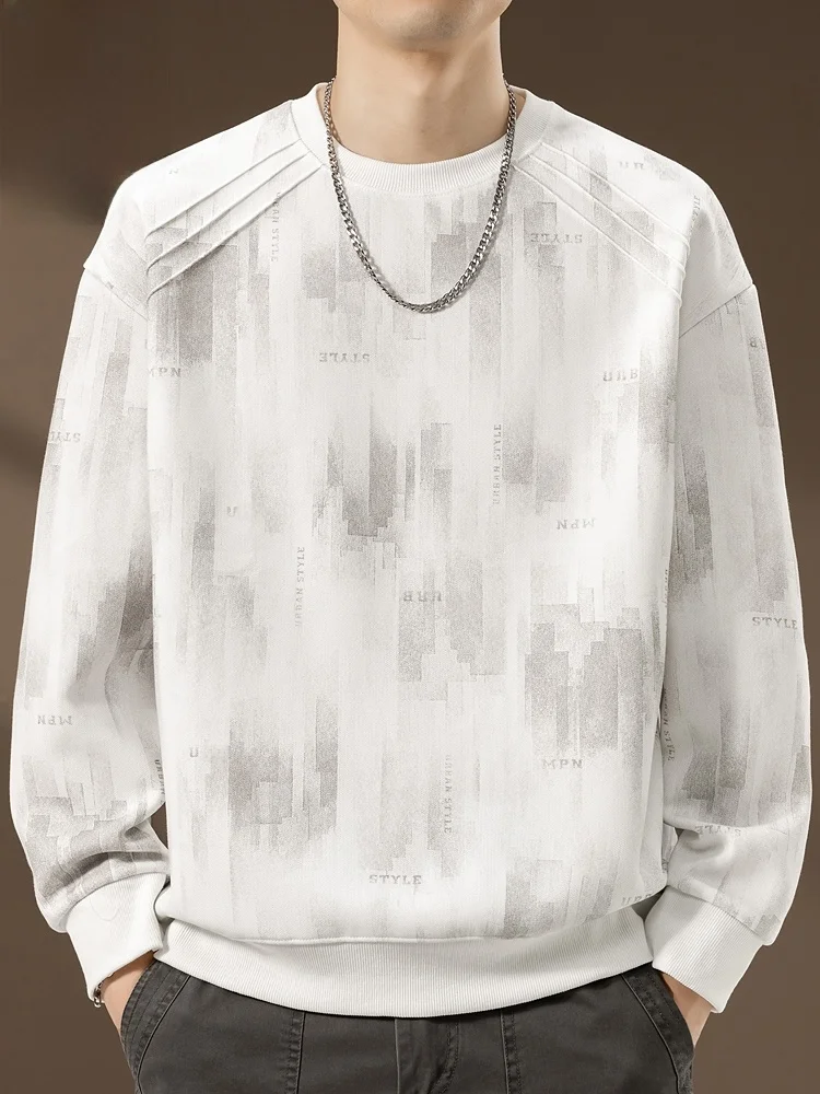 

Мужской свитшот свободного кроя с круглым вырезом в американском стиле, повседневный базовый слой, весна 2026, модный, с принтом логотипа