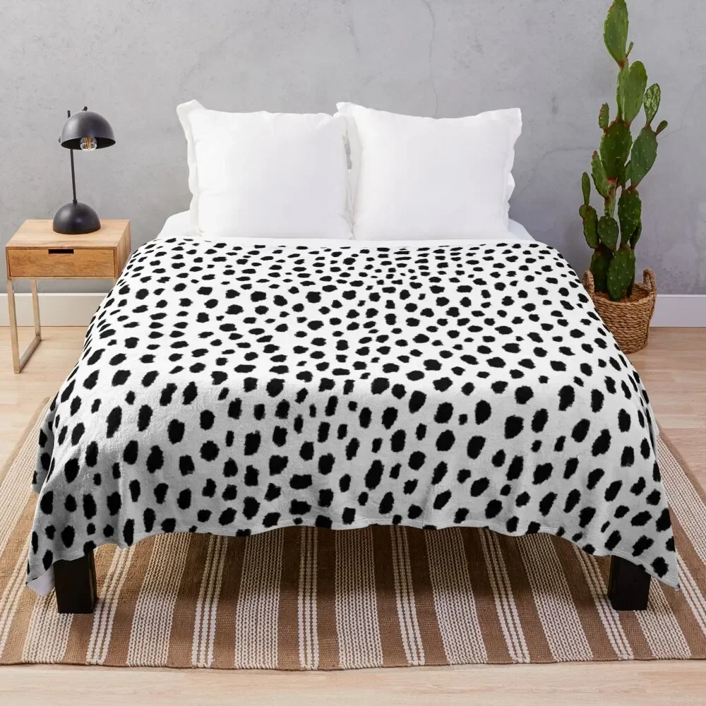 Dalmatian Spots (black/white) Throw Blanket Bed covers Weighted blankets ands Blankets