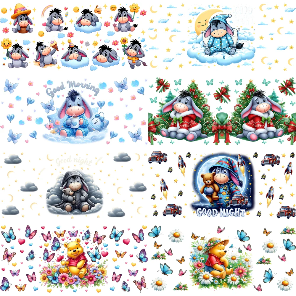 Cute Cartoon Pooh Friend Design 3D Sticker UV DTF Cup Wraps For 16oz Cup Winnie Family Themed DIY Sticker Gift Cup Wraps