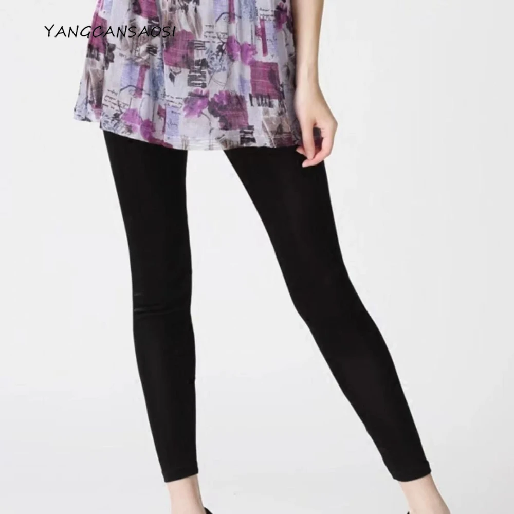 

Women's Fashion Autumn/Winter New 23% Natural Mulberry Silk Slim Fit Breathable Hip Lifting Elastic Solid Knitting Leggings