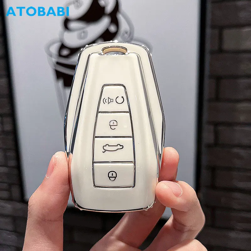 TPU Car Key Cover Remote Fob Case Protector Keychain Auto Accessories For Geely Monjaro 2022 2023 Coolray Geometry A C 2020 2021