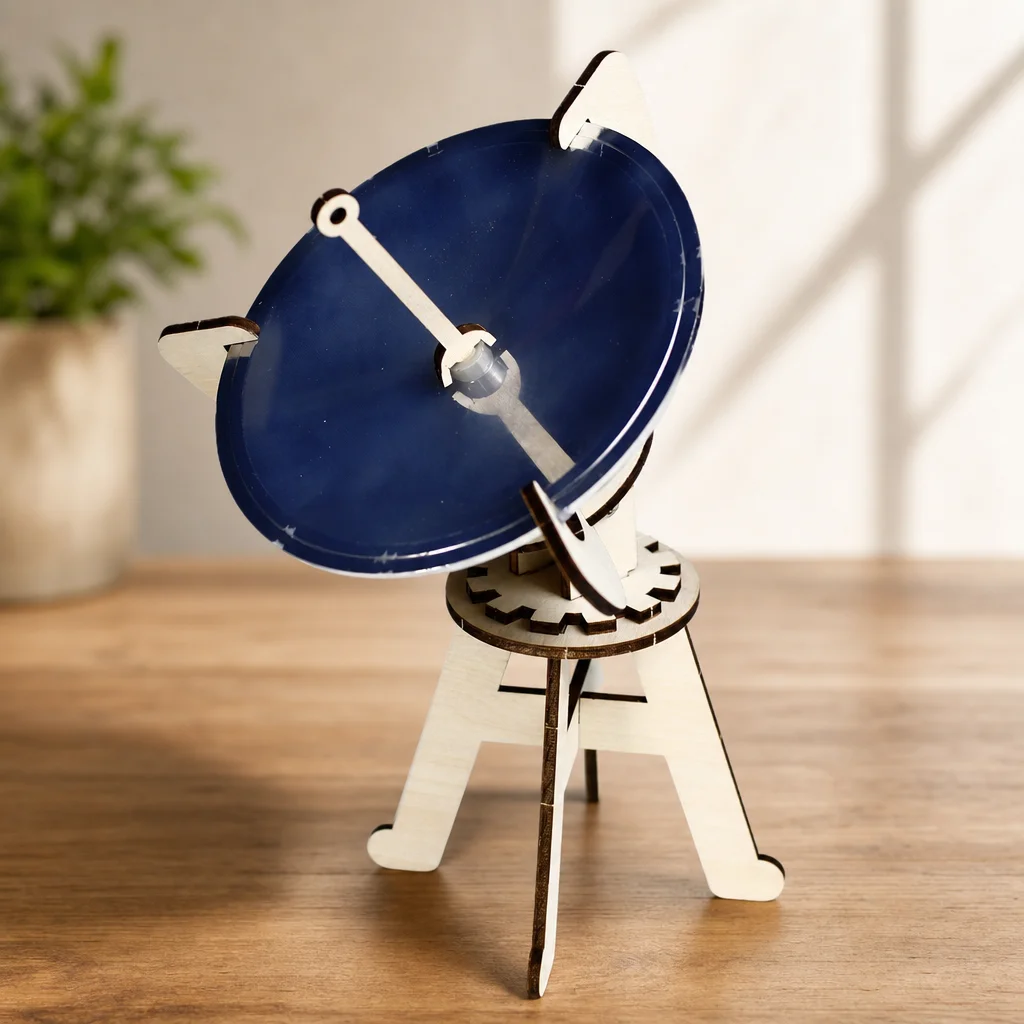 Wooden DIY Radar Observation Station STEM Science Kits for Kids Physics Solar Cooker Model Educational Toy School Teaching Aids