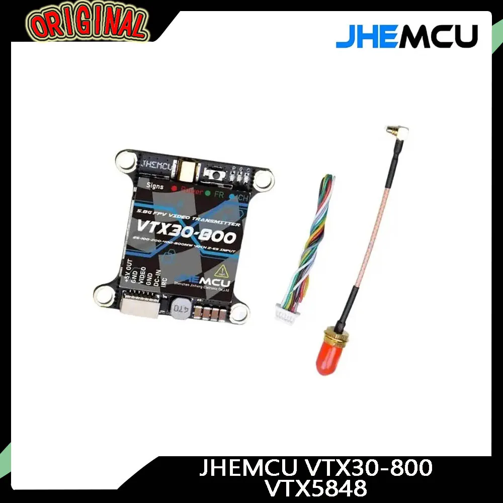 

JHEMCU VTX30-800 5.8G FPV VTX 40CH — PitMode, регулируемый 25-800 мВт | 2-6S, 30x30 мм для RC FPV Racing и дронов для фристайла