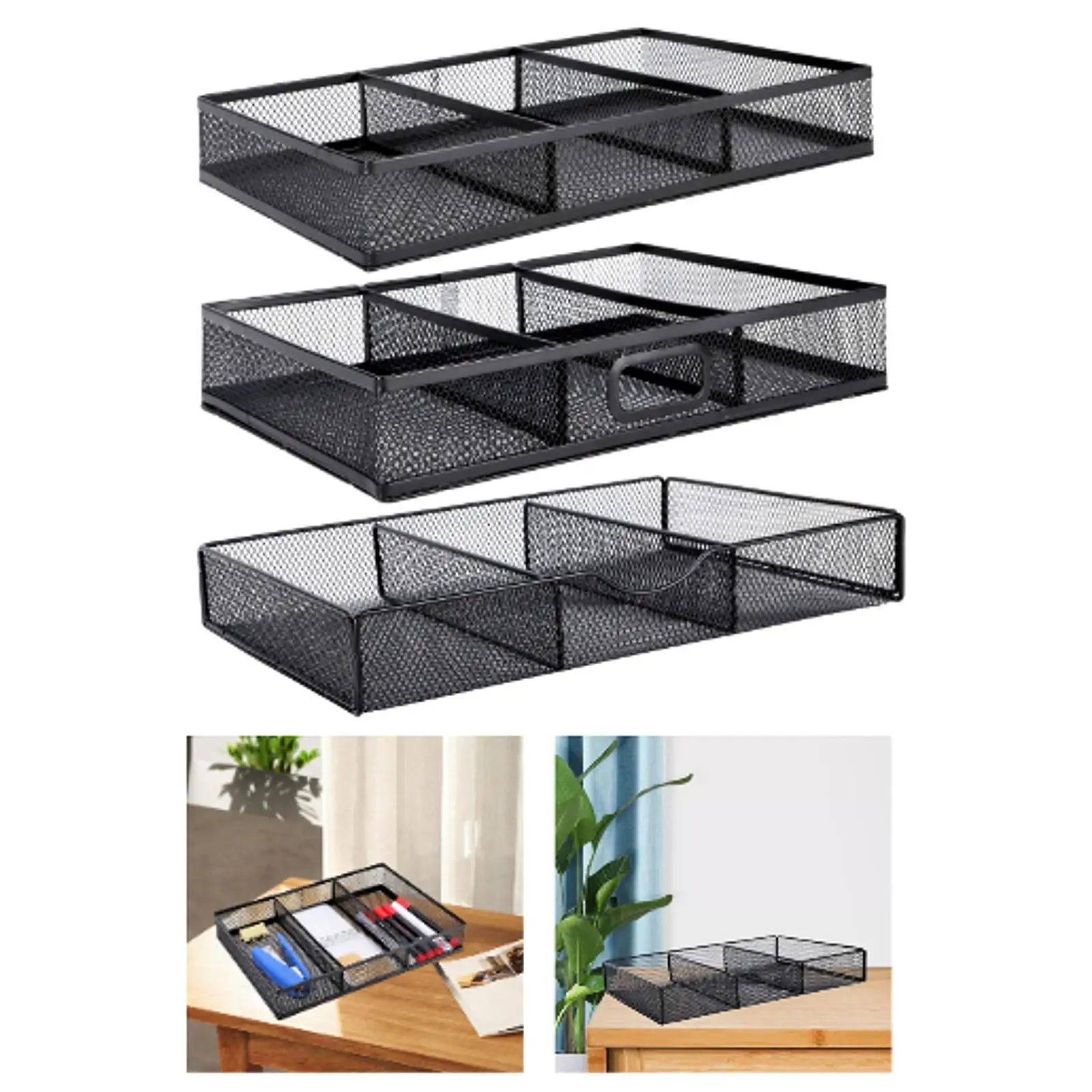 Desk Drawer Organizer Tray Versatile Organizer Convenient Simple Metal Portable Storage Box Mesh Desk Storage Tray for Home Desk