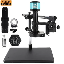 Digital Video Electronic Microscope Full Sets 4K 48MP/13MP USB HDMI VGA Camera 180X Lens Metal Large Workbench Universal Bracket