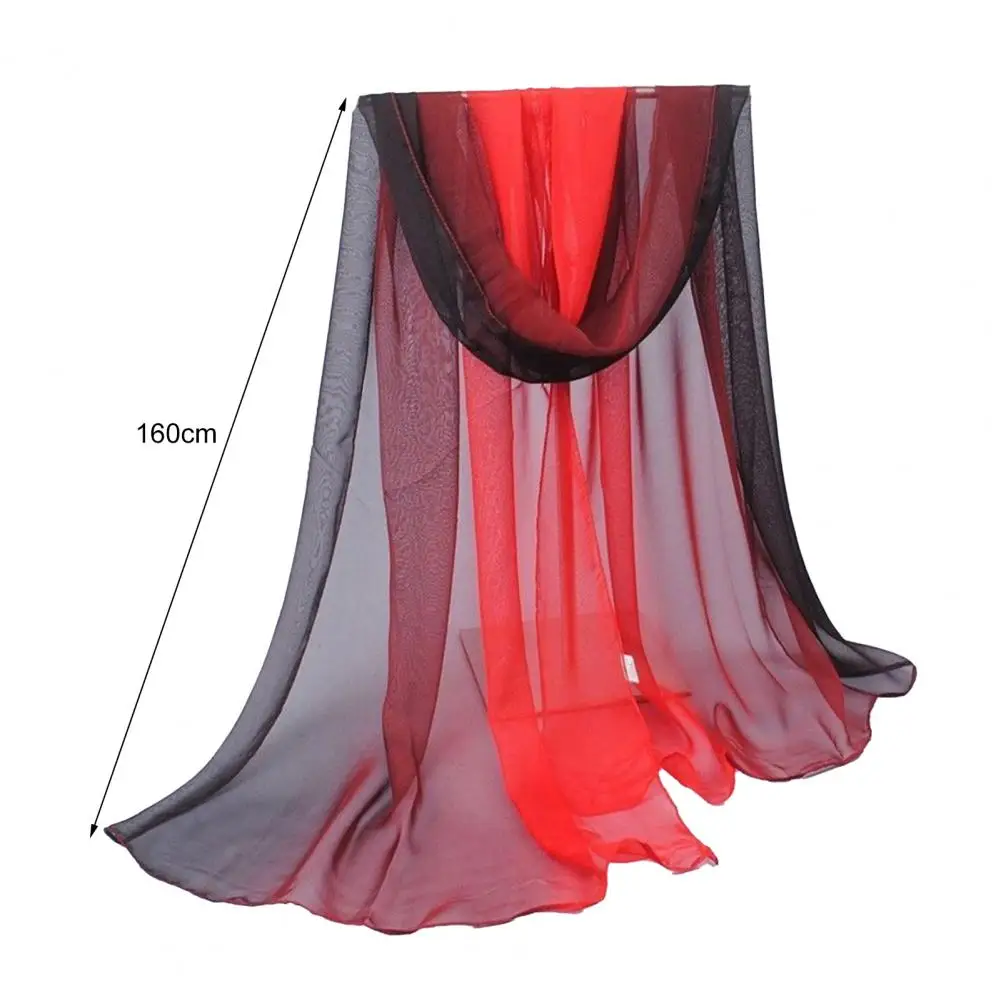 Durable Silk Scarf Easy Cleaning Shawl Skin-friendly Women Long Chiffon Shawl  Ultra-light