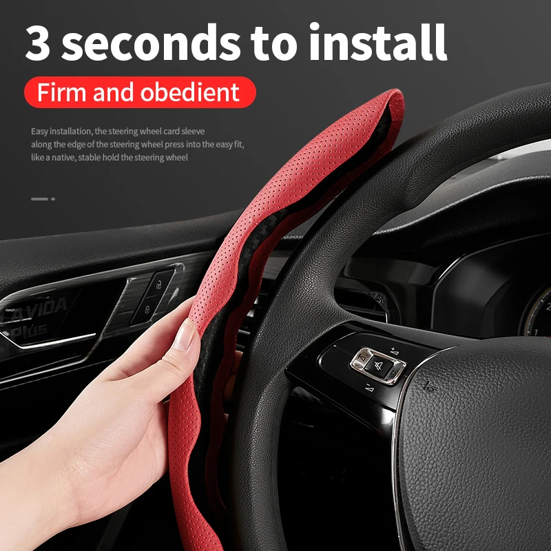 Nappa car steering wheel cover, sport ultra-thin anti slip card cover, all season handle cover, modified decorative accessories