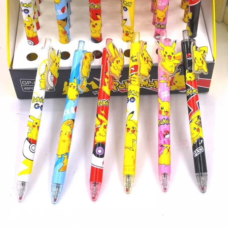 

12pcs/ лот Creative Pokemon Press Gel Pen Acrylic Pikachu 0.5 мм Black Ink Signature Pens промо-подарок Office School Supply