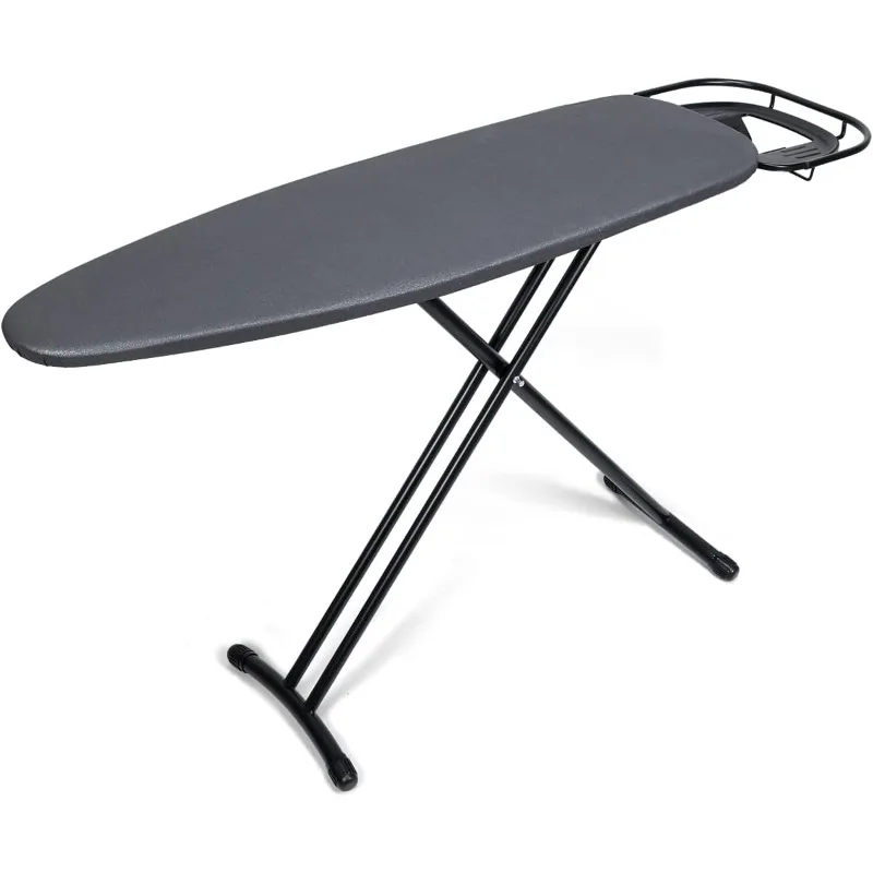 Ironing Board with Retractable and Adjustable Iron Rest, Steel Top 10mm Thicken Felt Pad Heat Resistant Cover, Heavy Duty Legs