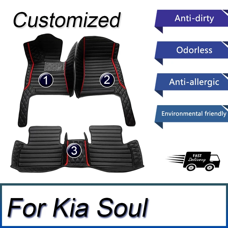 

Ковры для Kia Soul 2016, 2015, 2014, 2013, 2012, 2011, 2010, кожаные автомобильные коврики для украшения интерьера, коврики с педалью